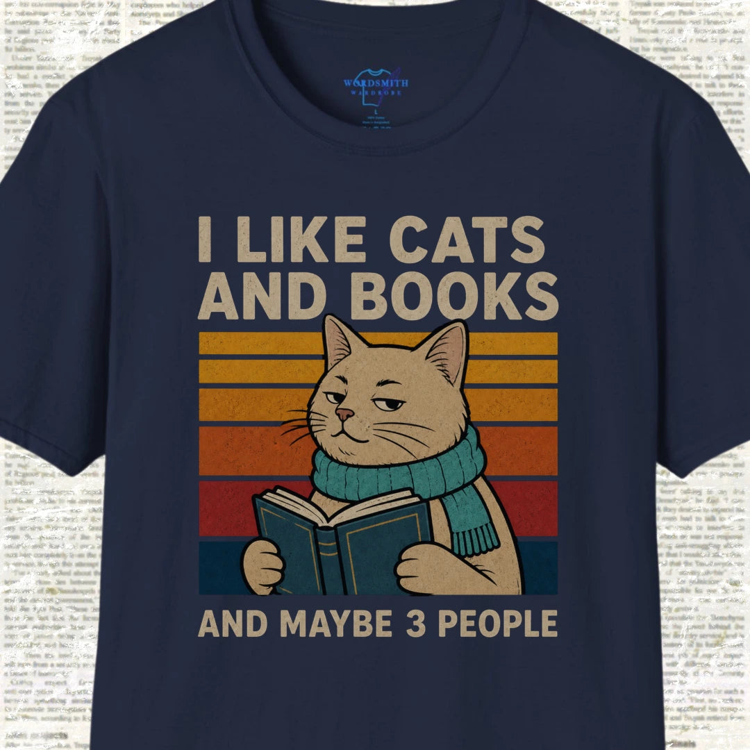 I Like Cats and Books Shirt - Navy