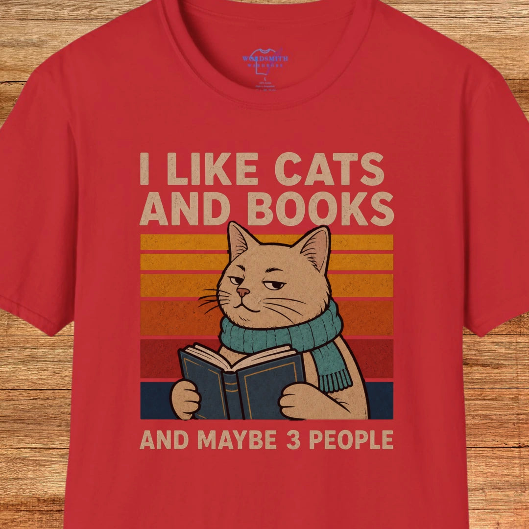 I Like Cats and Books Shirt - Red