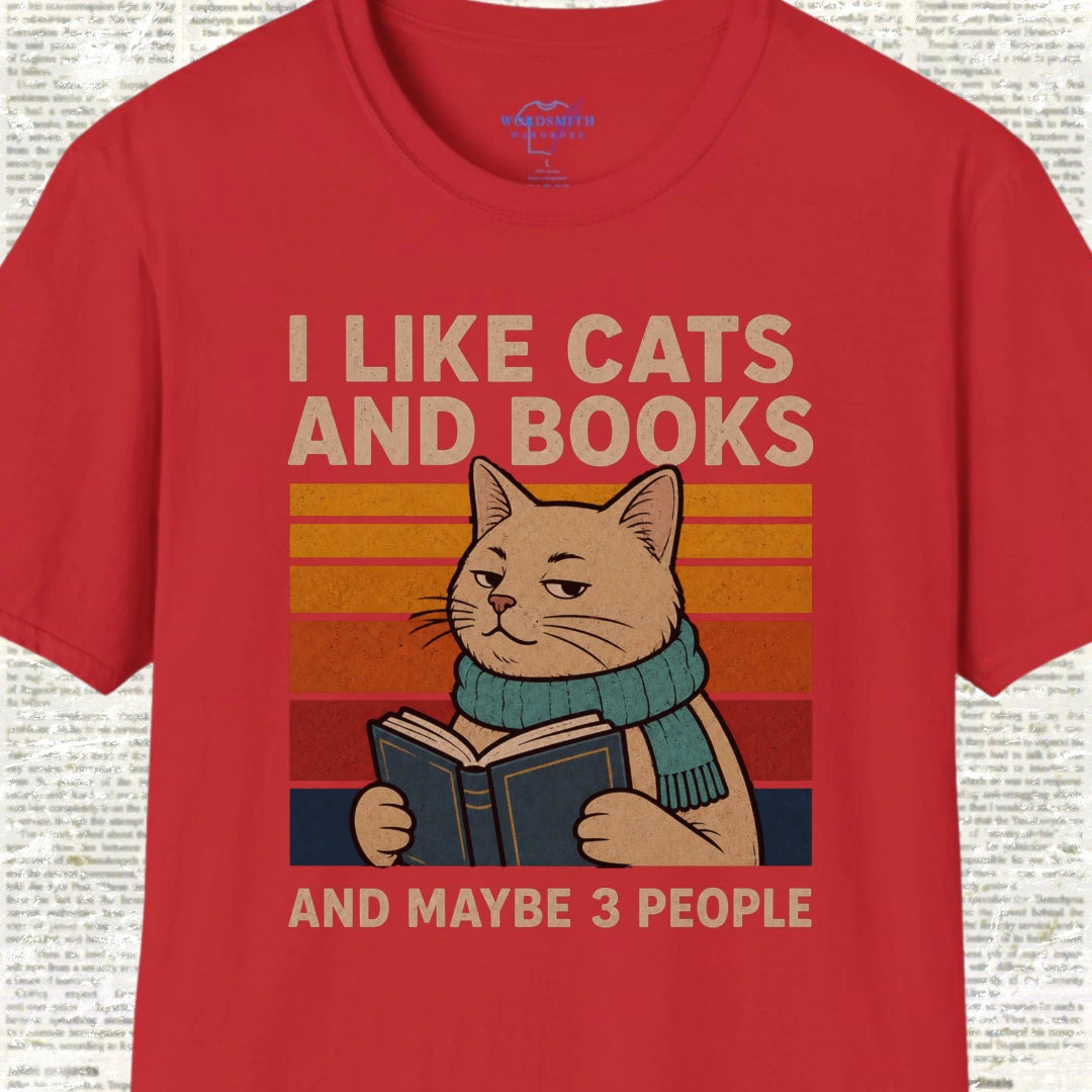 I Like Cats and Books Shirt - Red