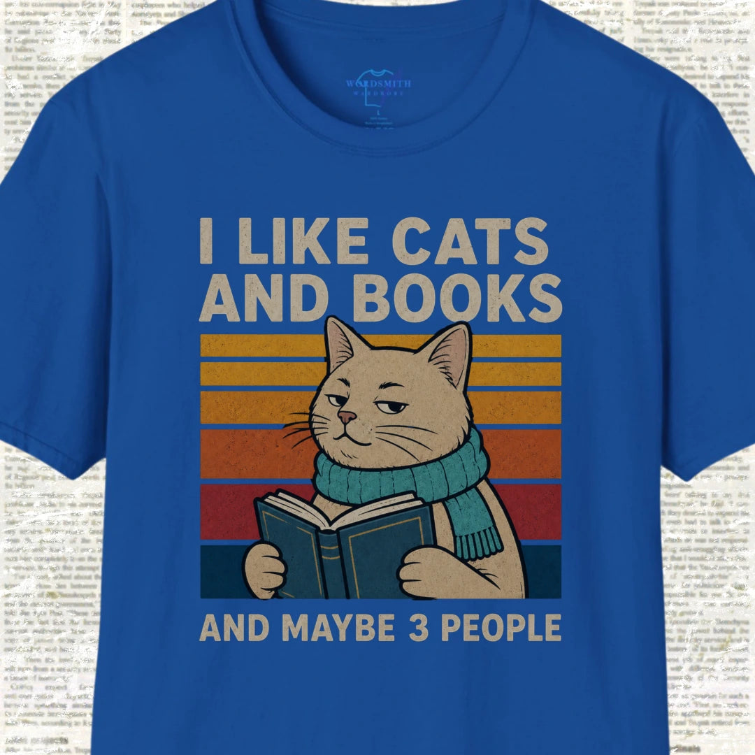 I Like Cats and Books Shirt - Royal