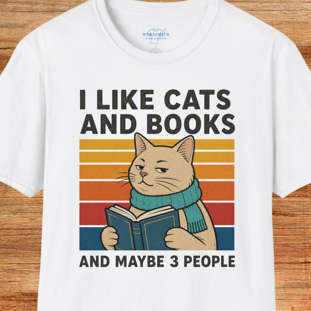 I Like Cats and Books Shirt - White