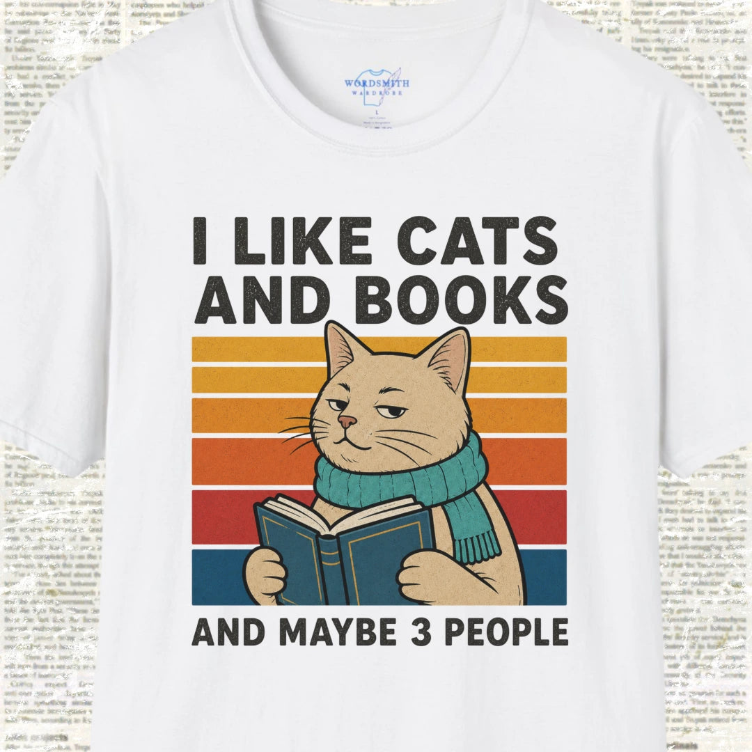 I Like Cats and Books Shirt - White