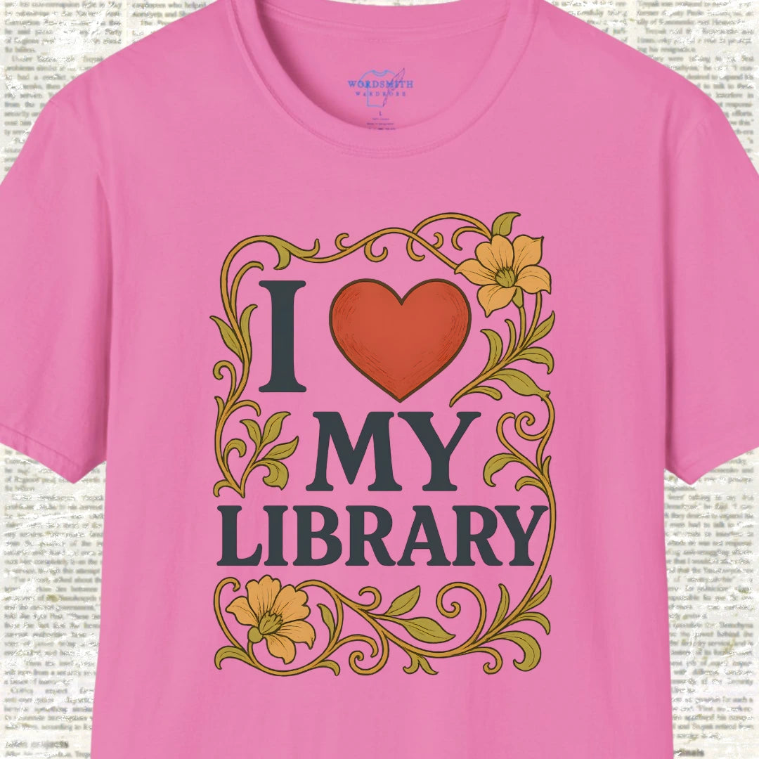 I Love My Library Shirt - Azalea