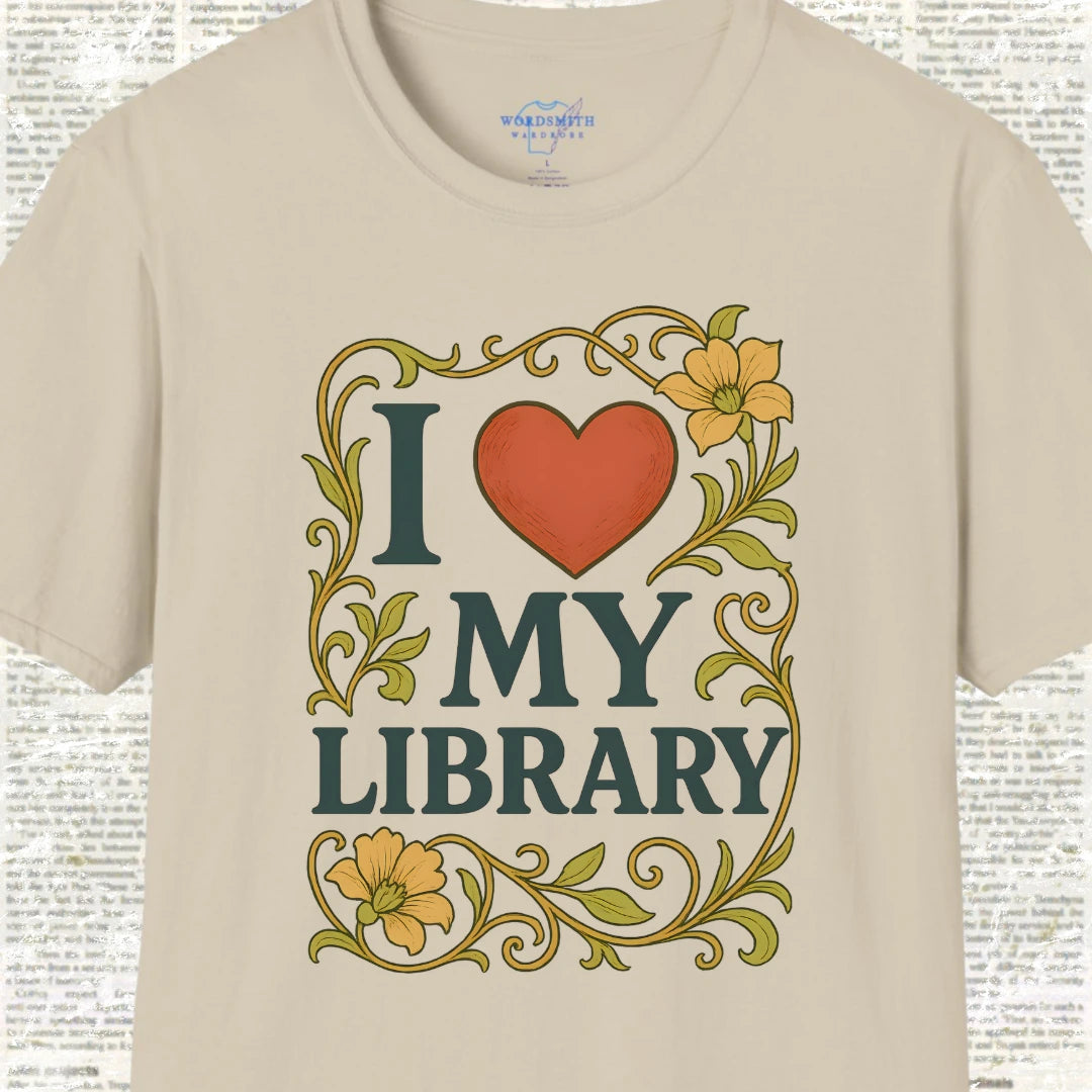 I Love My Library Shirt - Sand