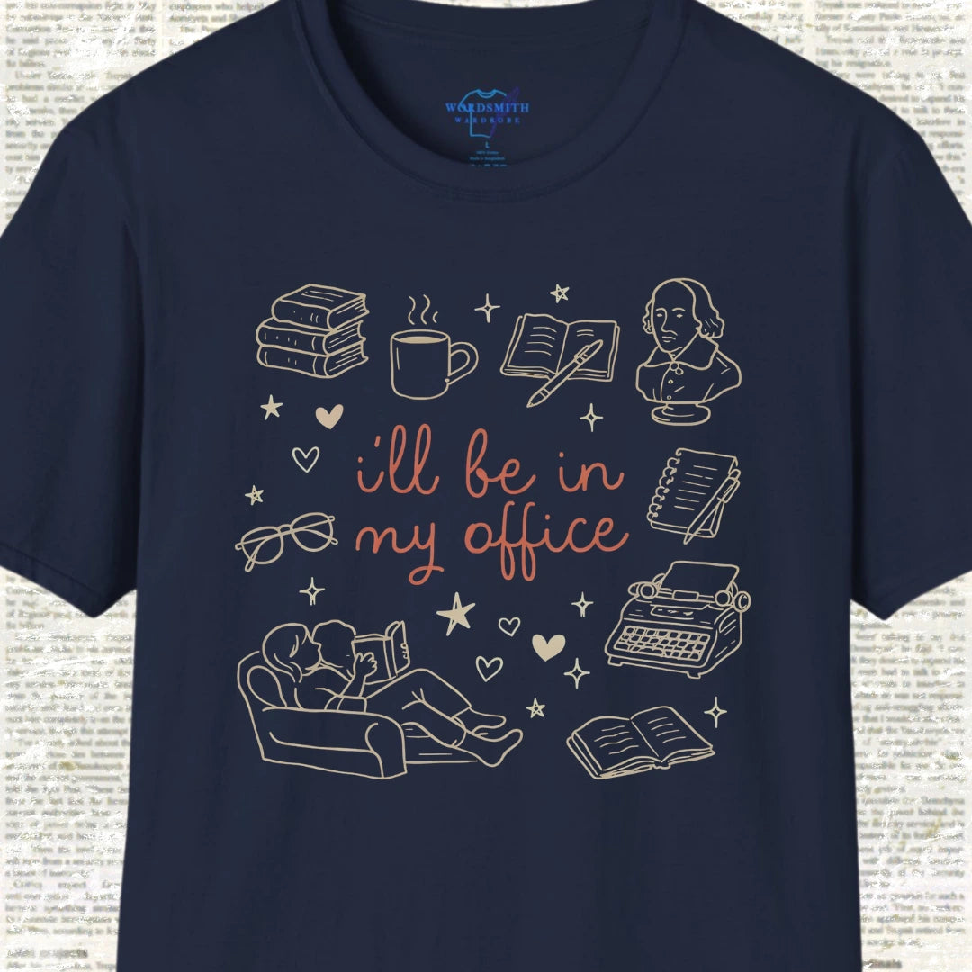 I’ll Be in My Office – Book Lover T-Shirt - Navy