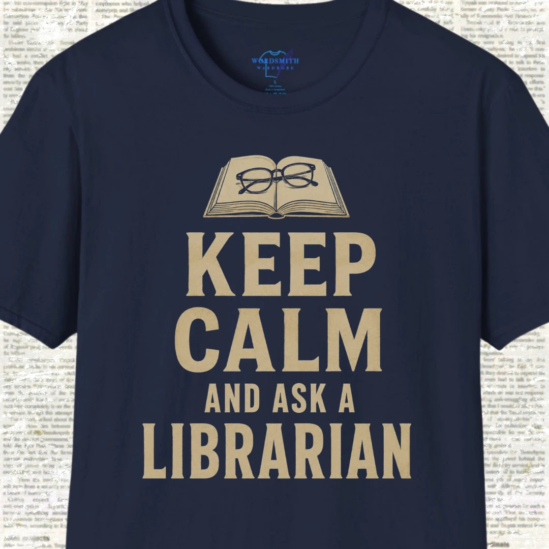 Keep Calm and Ask a Librarian T-Shirt - Navy