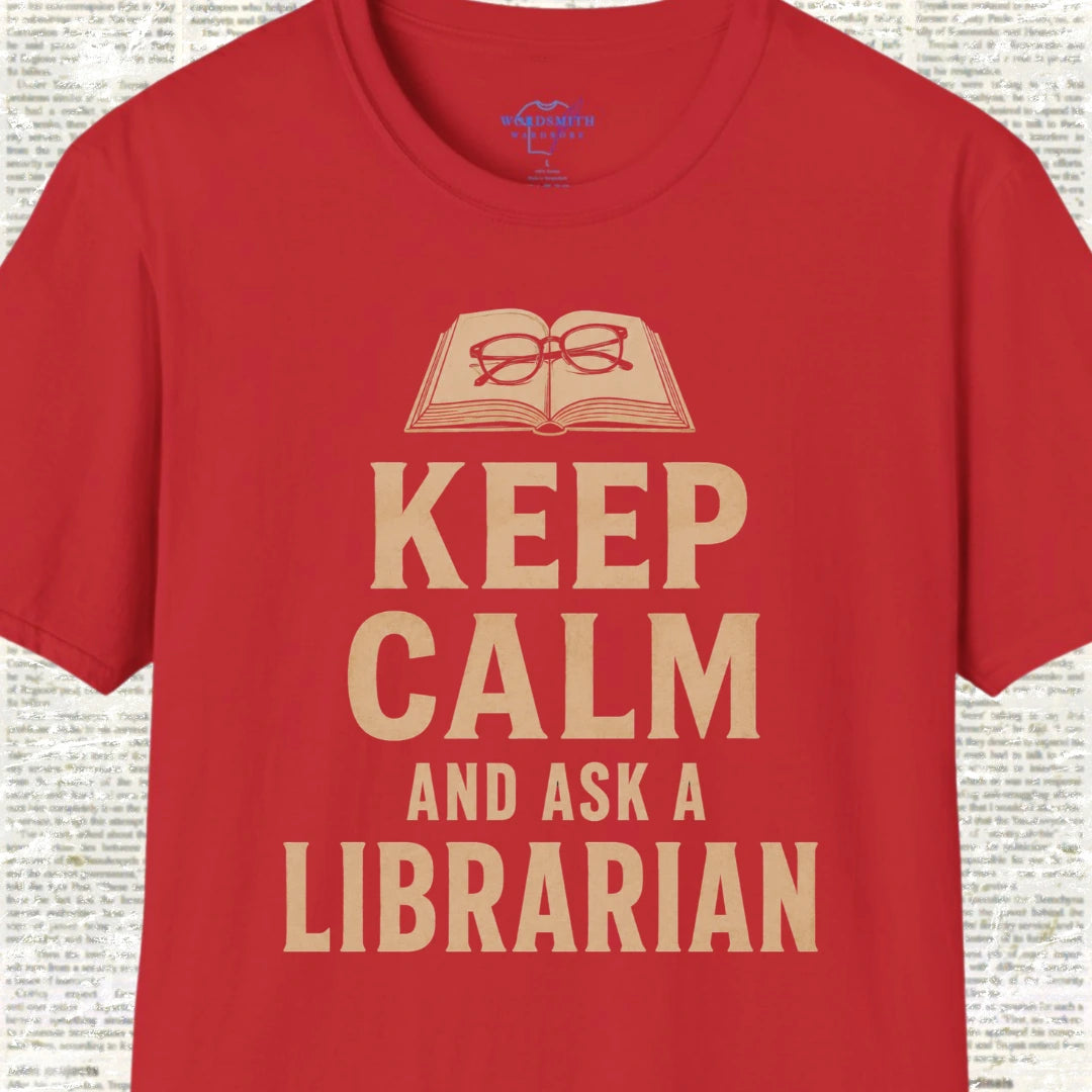 Keep Calm and Ask a Librarian T-Shirt - Red