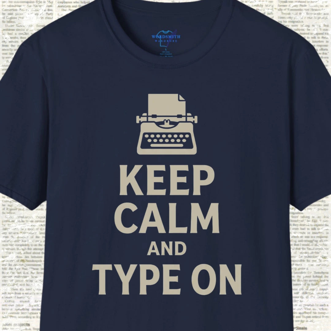 Keep Calm and Type On T-Shirt - Navy