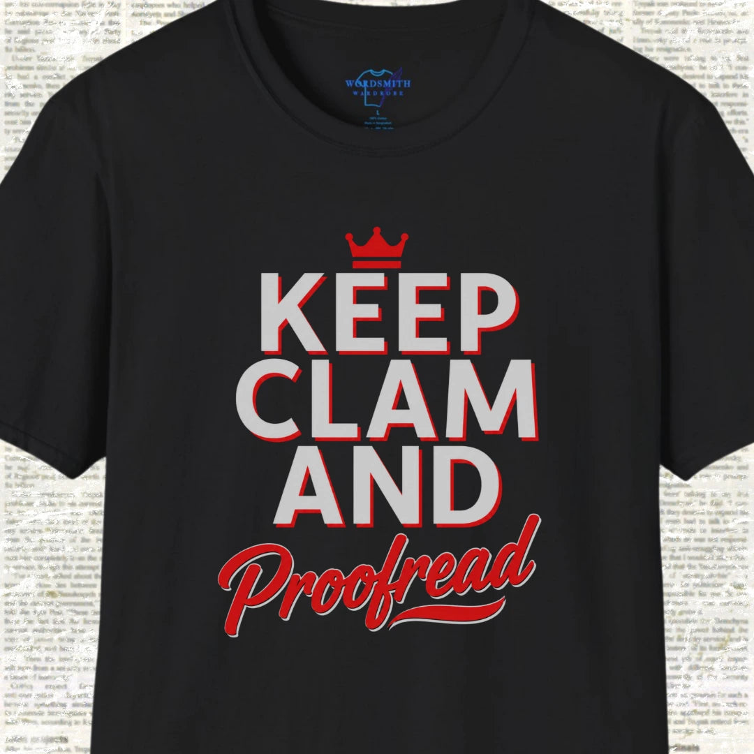 Keep Clam and Proofread T-Shirt - Black