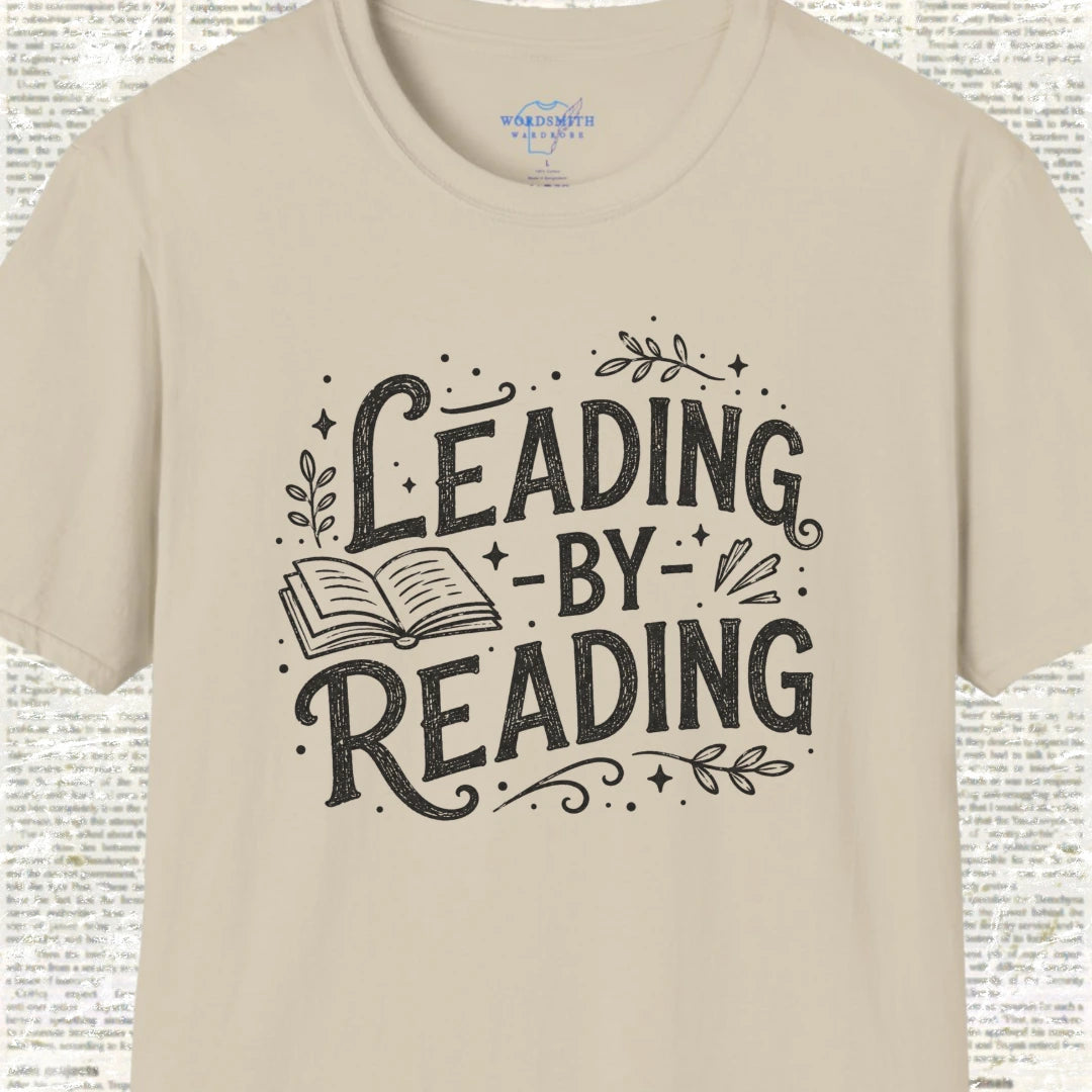 Leading by Reading – Book Lover Shirt - Sand