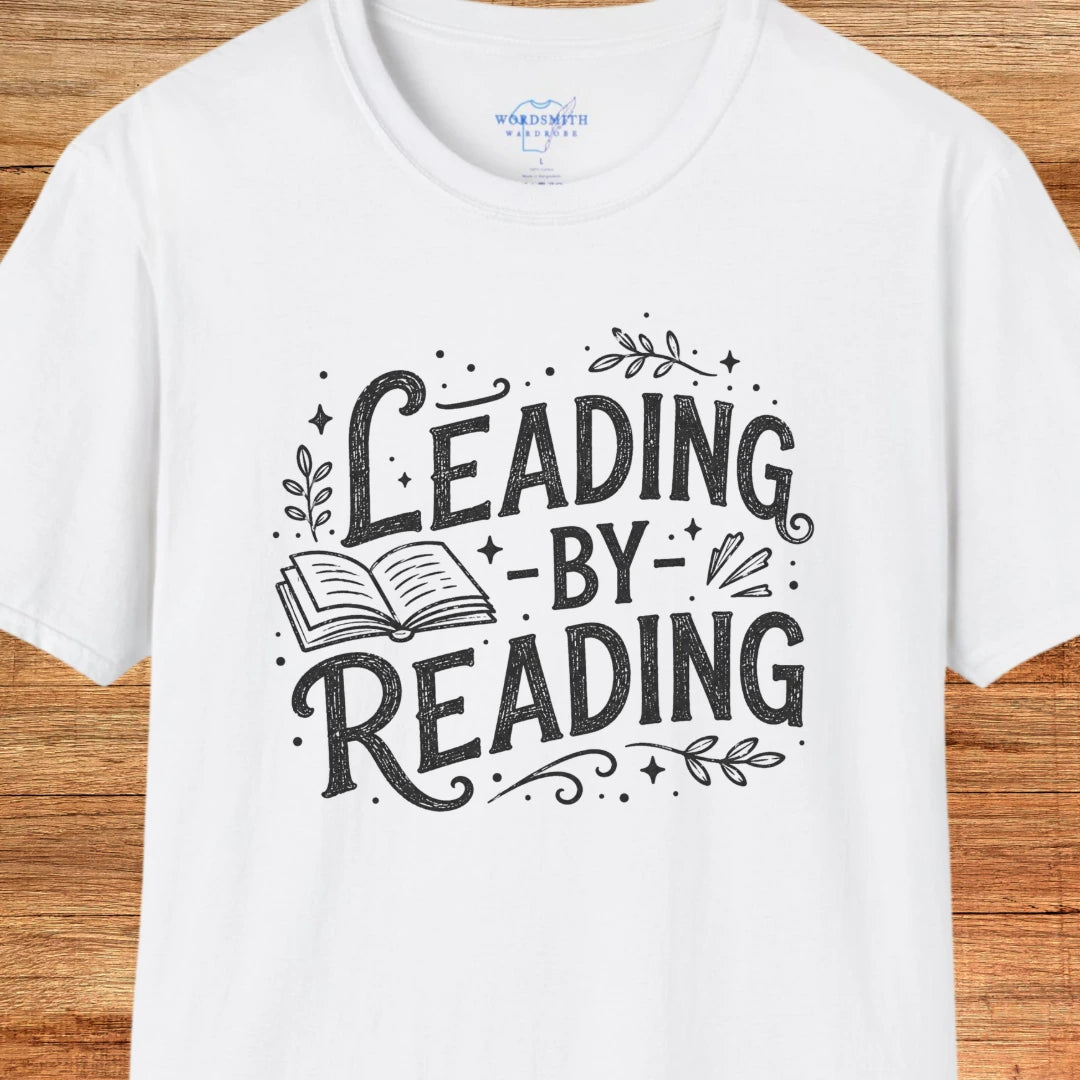 Leading by Reading – Book Lover Shirt - White