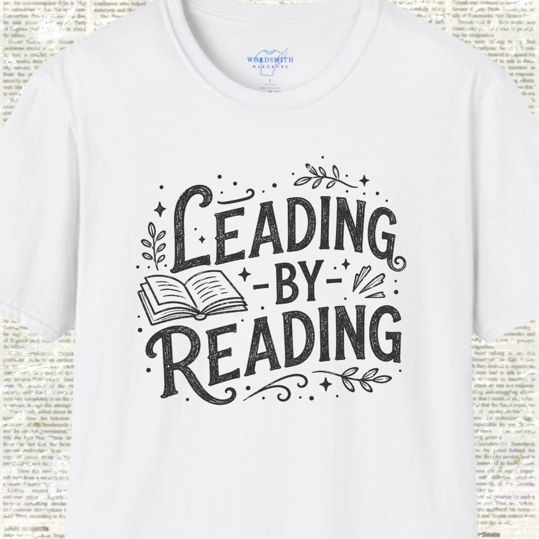 Leading by Reading – Book Lover Shirt - White