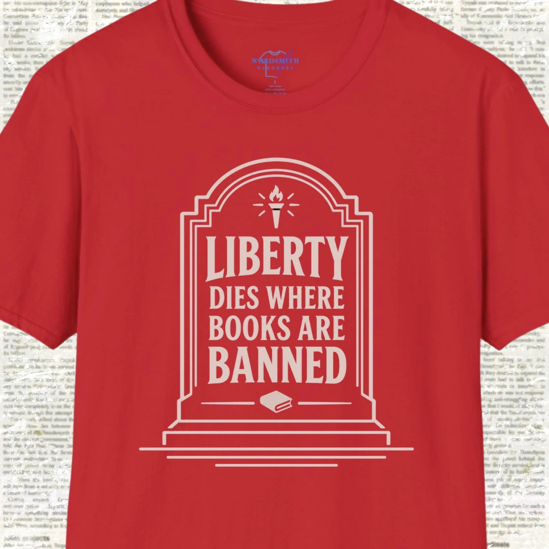 Liberty Dies Where Books Are Banned Shirt - Red