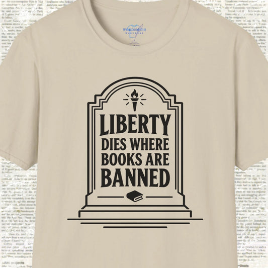 Liberty Dies Where Books Are Banned Shirt - Sand