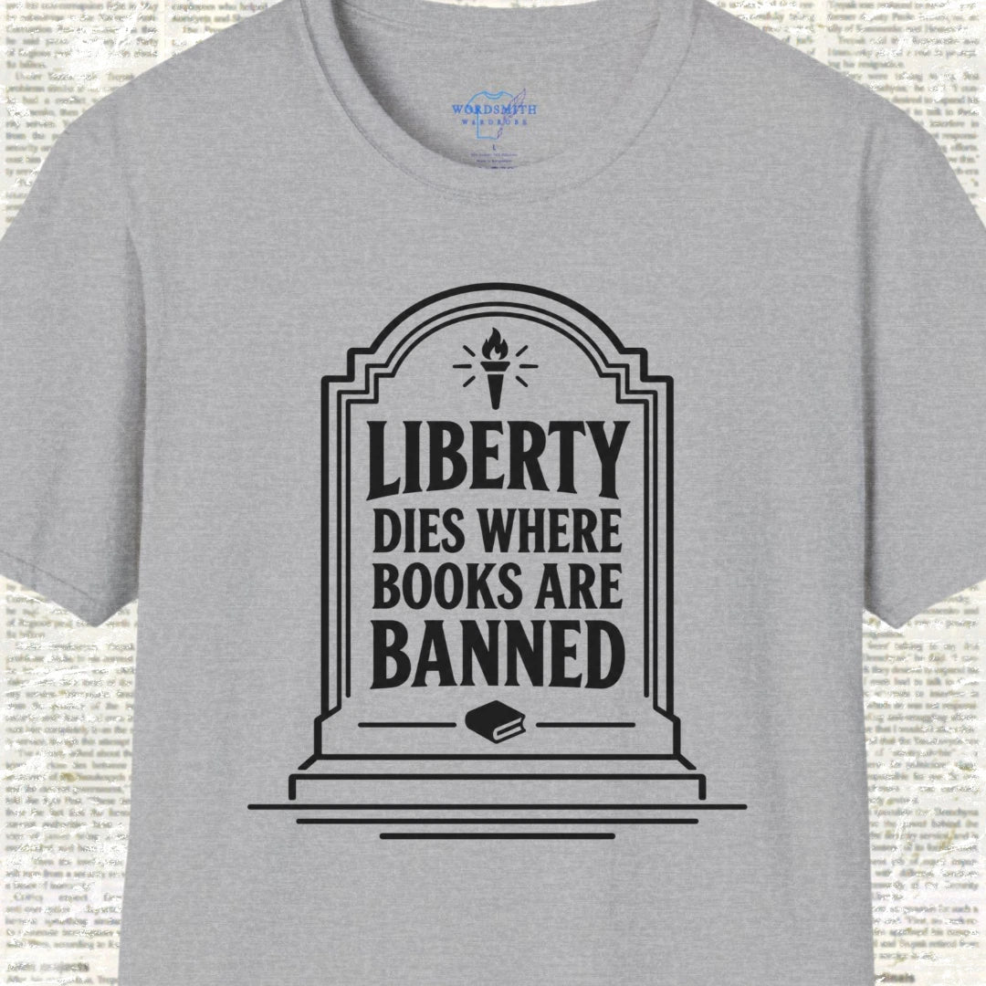 Liberty Dies Where Books Are Banned Shirt - Sport Grey