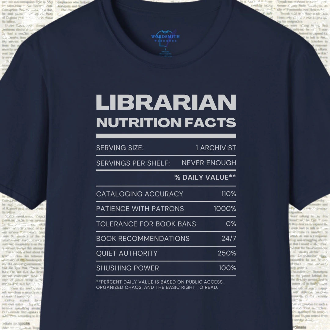 Librarian Nutrition Facts T-Shirt - Navy