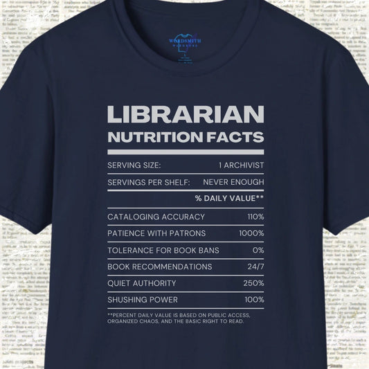 Librarian Nutrition Facts T-Shirt - Navy