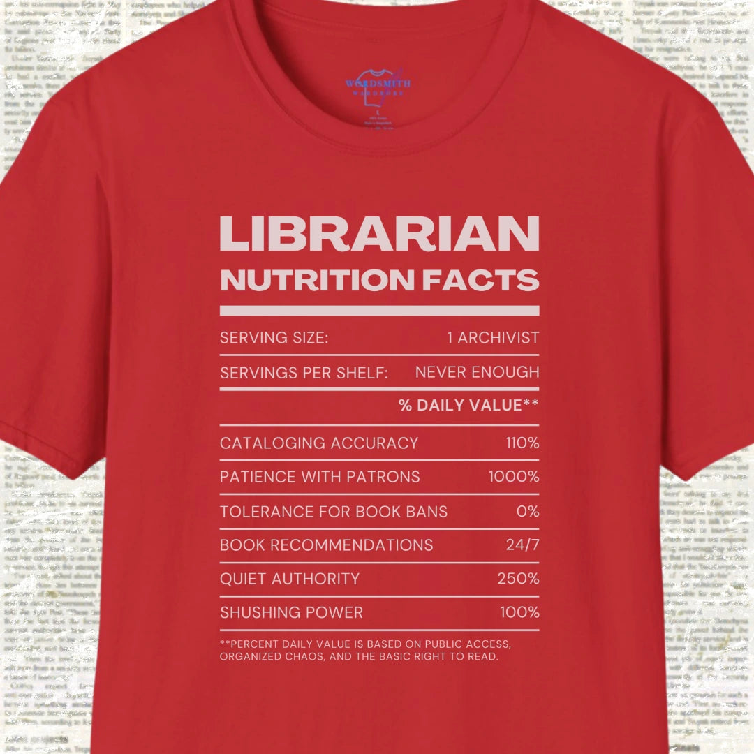 Librarian Nutrition Facts T-Shirt - Red