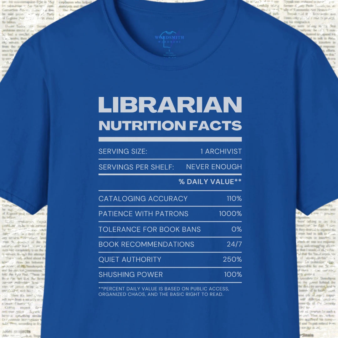 Librarian Nutrition Facts T-Shirt - Royal