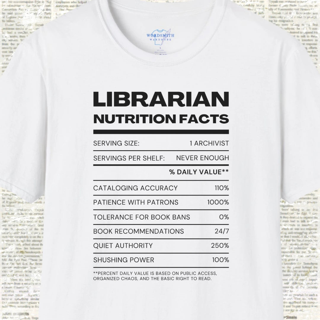 Librarian Nutrition Facts T-Shirt - White