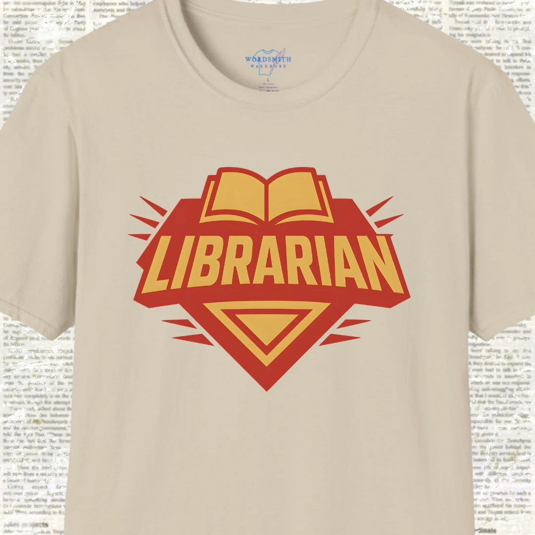 Librarian Superhero Shirt - Sand