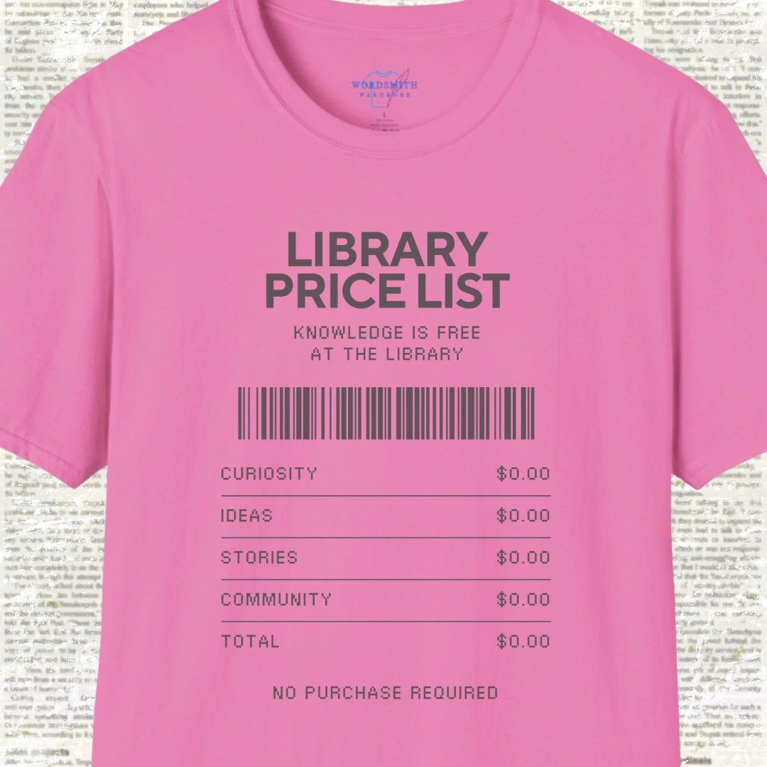 Library Price List T-Shirt - Azalea