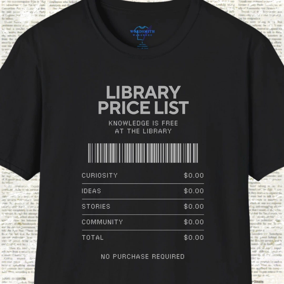 Library Price List T-Shirt - Black
