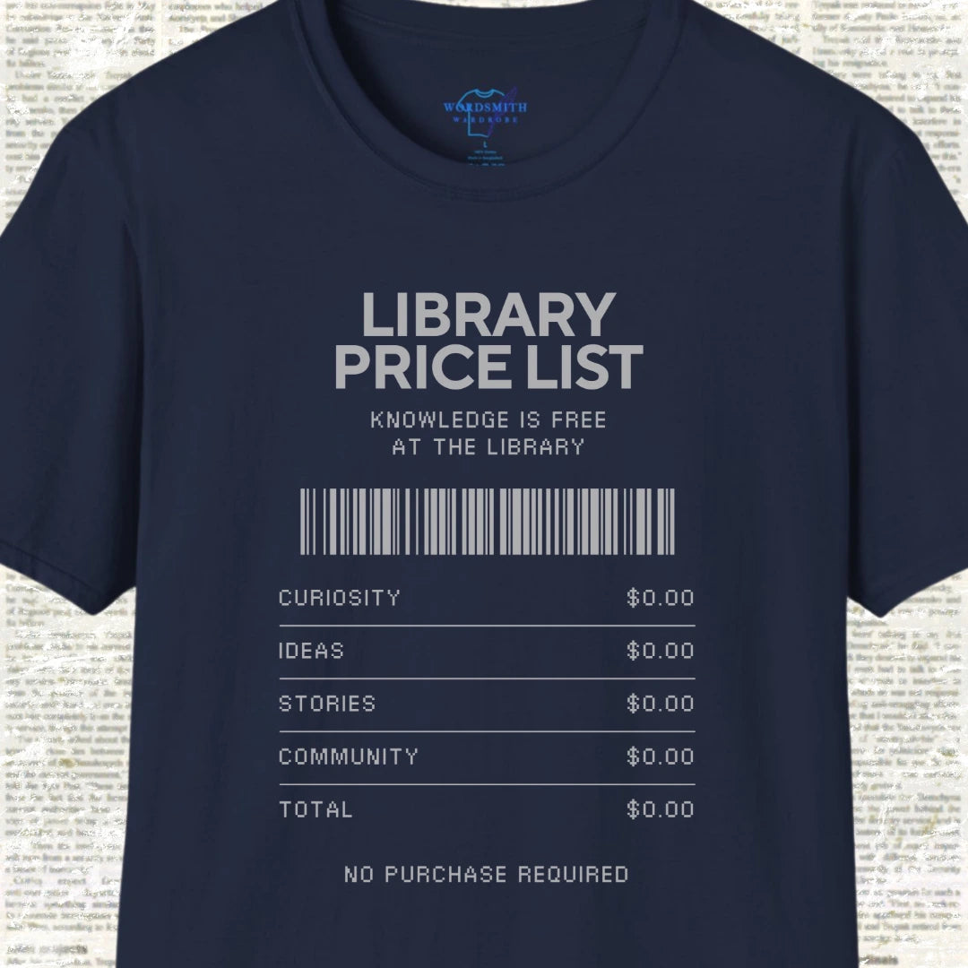 Library Price List T-Shirt - Navy