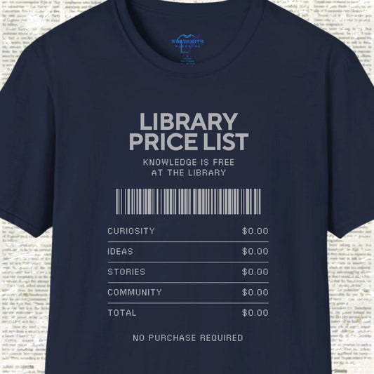 Library Price List T-Shirt - Navy