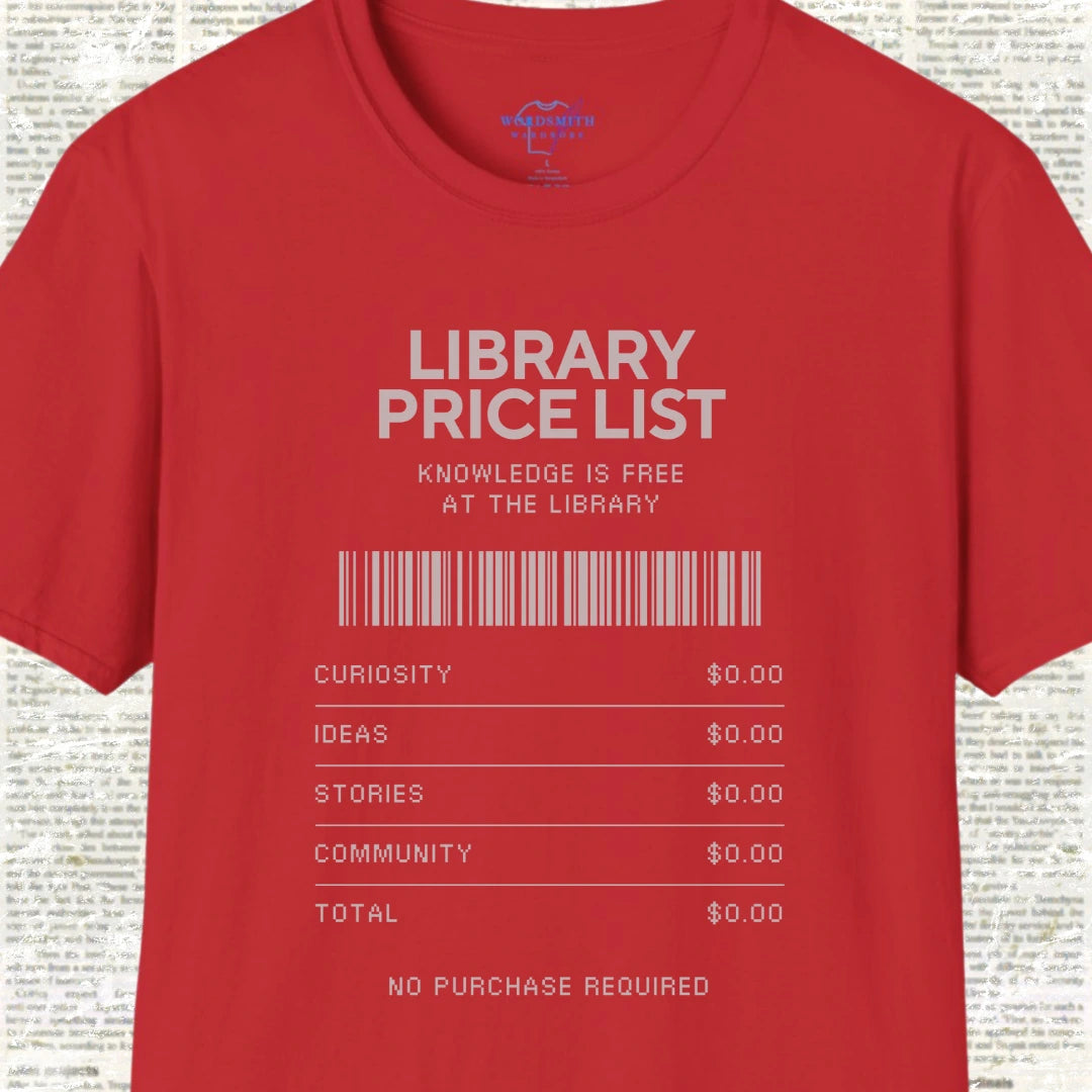 Library Price List T-Shirt - Red