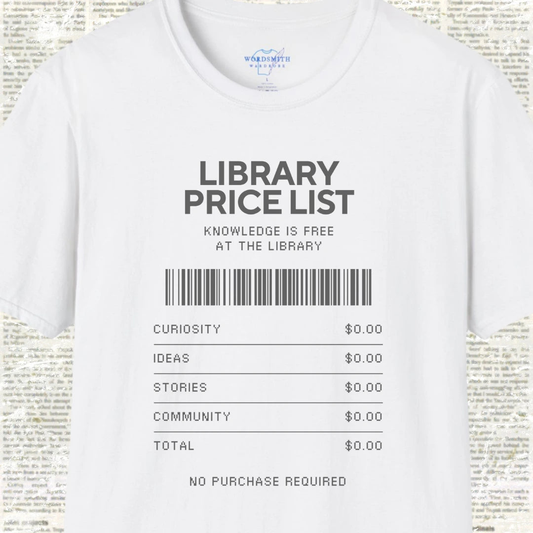 Library Price List T-Shirt - White