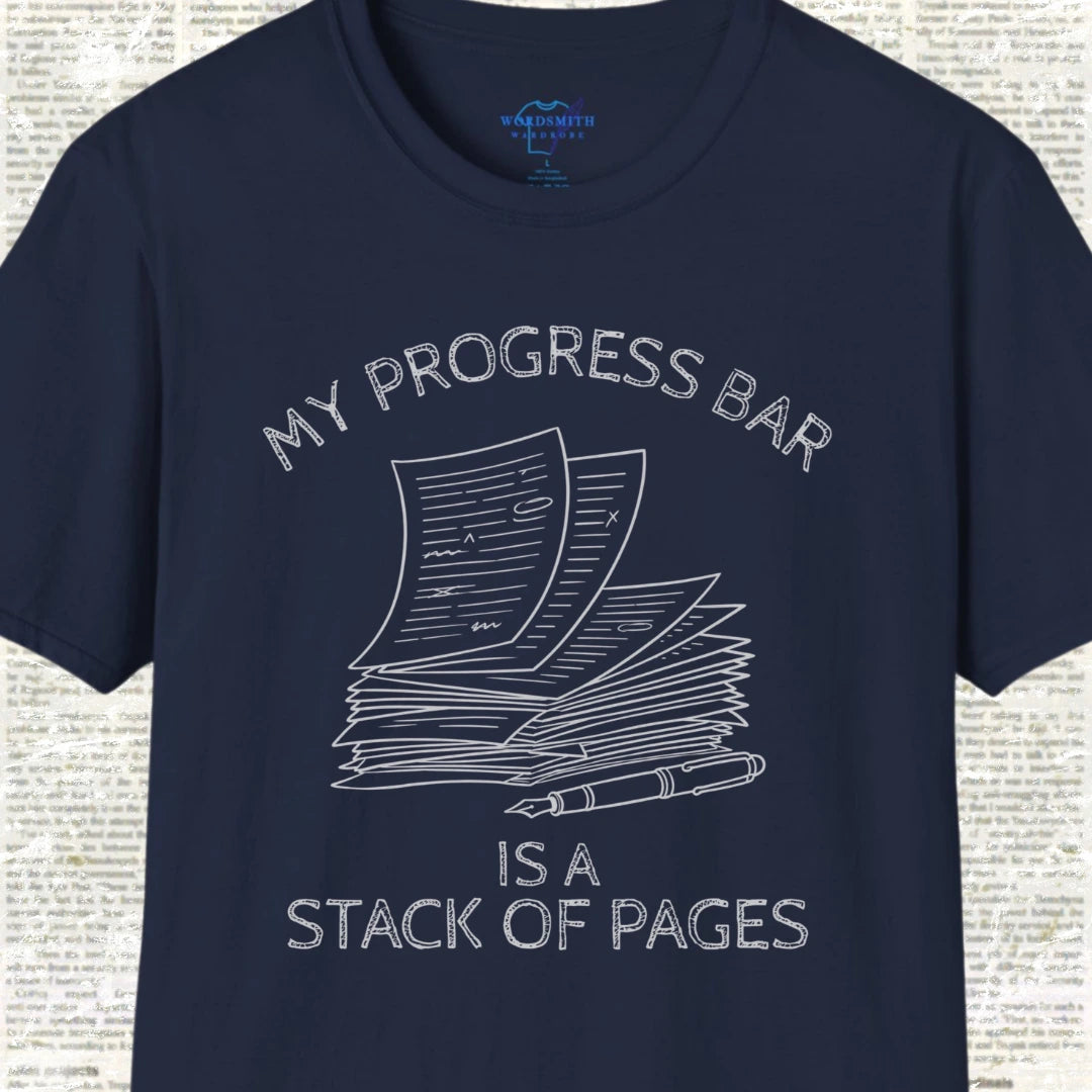 My Progress Bar Is a Stack of Pages Shirt - Navy