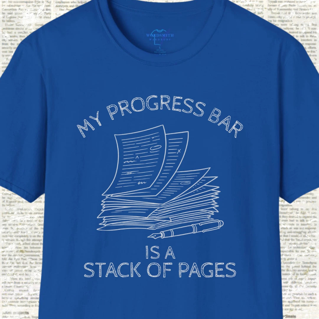 My Progress Bar Is a Stack of Pages Shirt - Royal