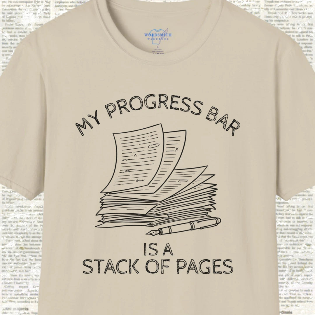 My Progress Bar Is a Stack of Pages Shirt - Sand