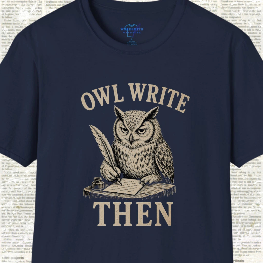 Owl Write Then T-Shirt - Navy