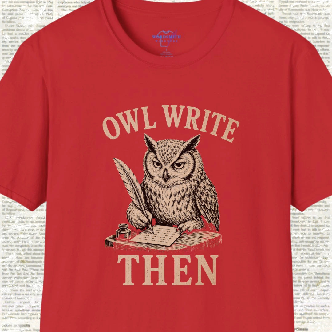 Owl Write Then T-Shirt - Red