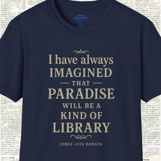 Paradise Will Be a Kind of Library T-Shirt - Navy