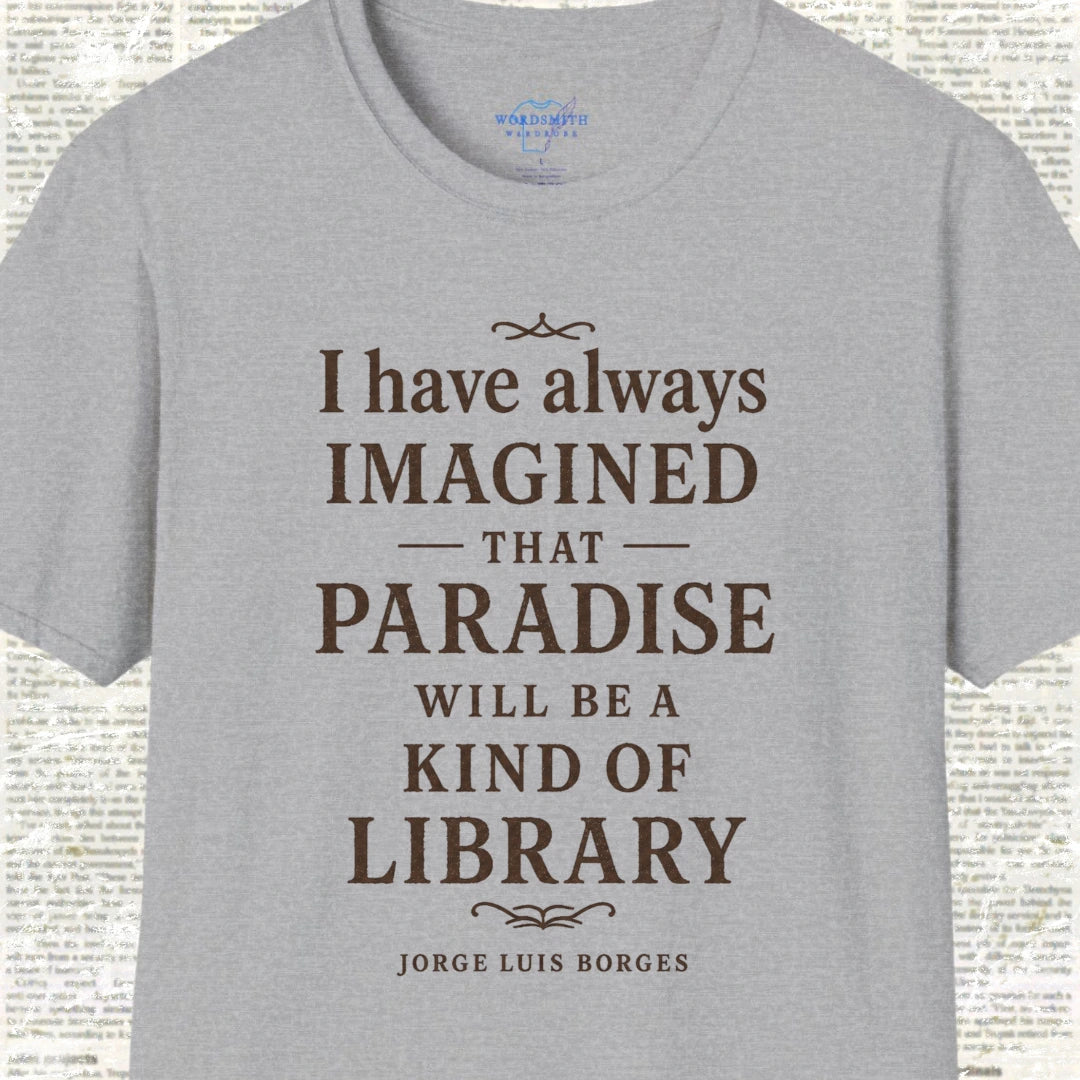 Paradise Will Be a Kind of Library T-Shirt - Sport Grey