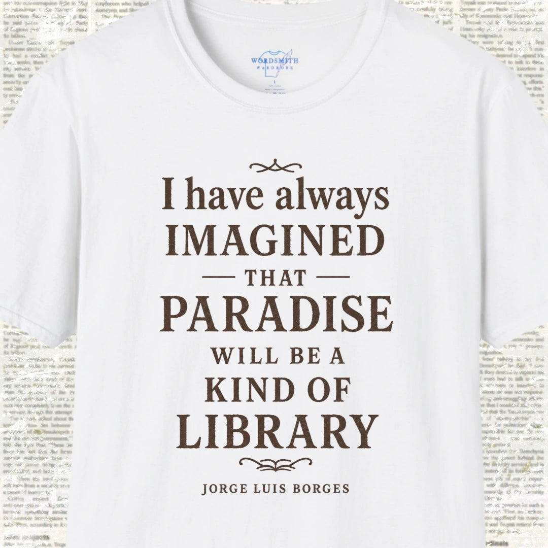 Paradise Will Be a Kind of Library T-Shirt - White