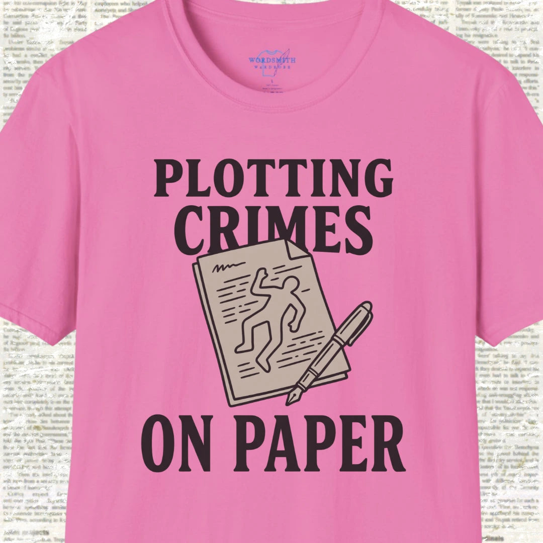 Plotting Crimes on Paper T-Shirt - Azalea