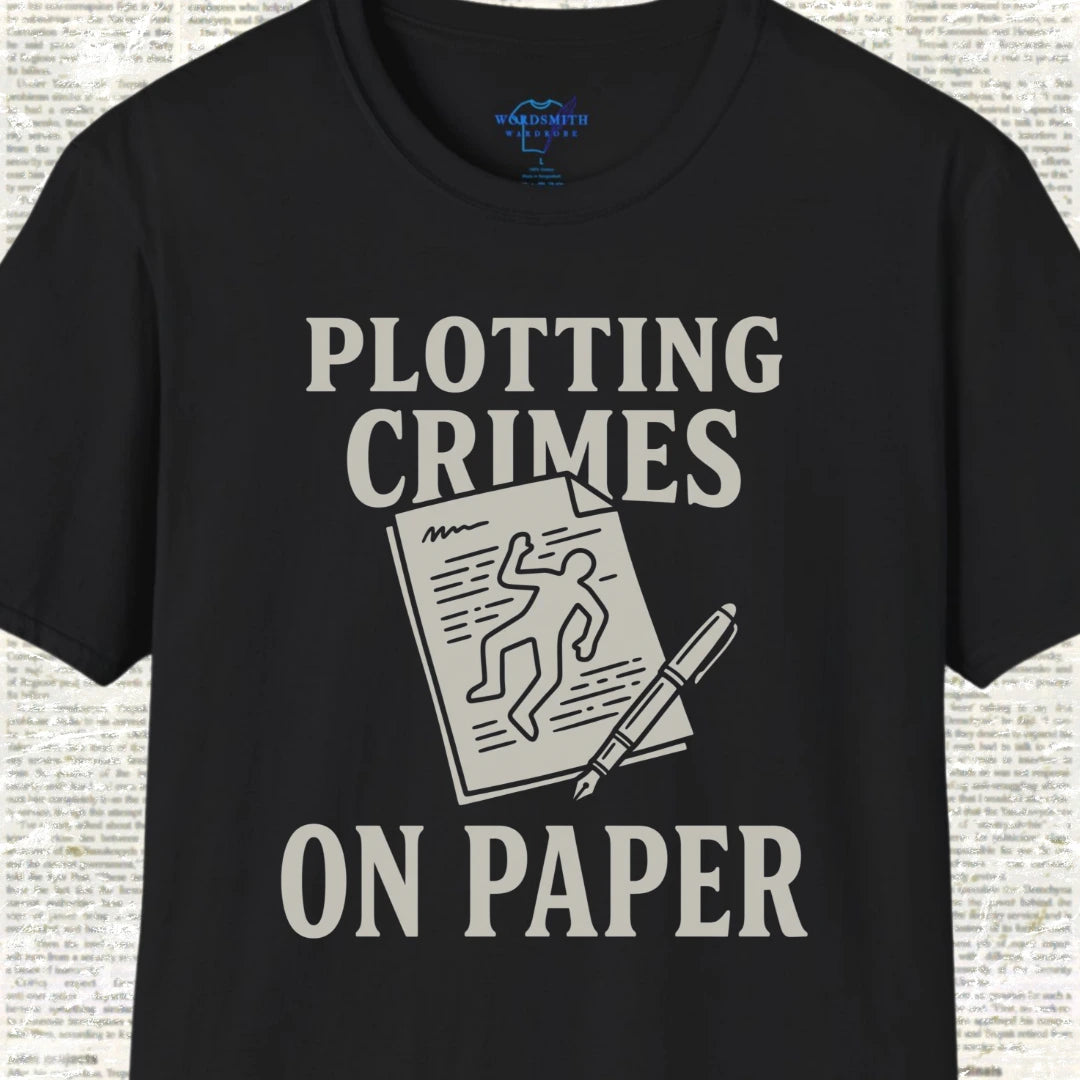 Plotting Crimes on Paper T-Shirt - Black