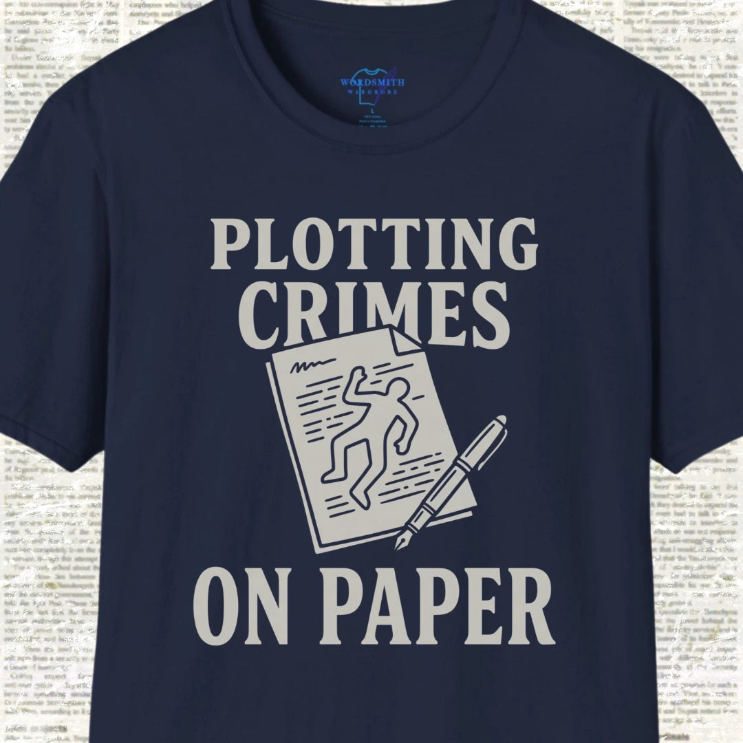 Plotting Crimes on Paper T-Shirt - Navy
