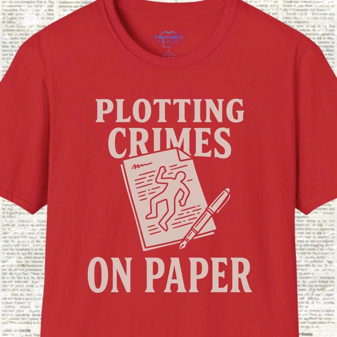 Plotting Crimes on Paper T-Shirt - Red