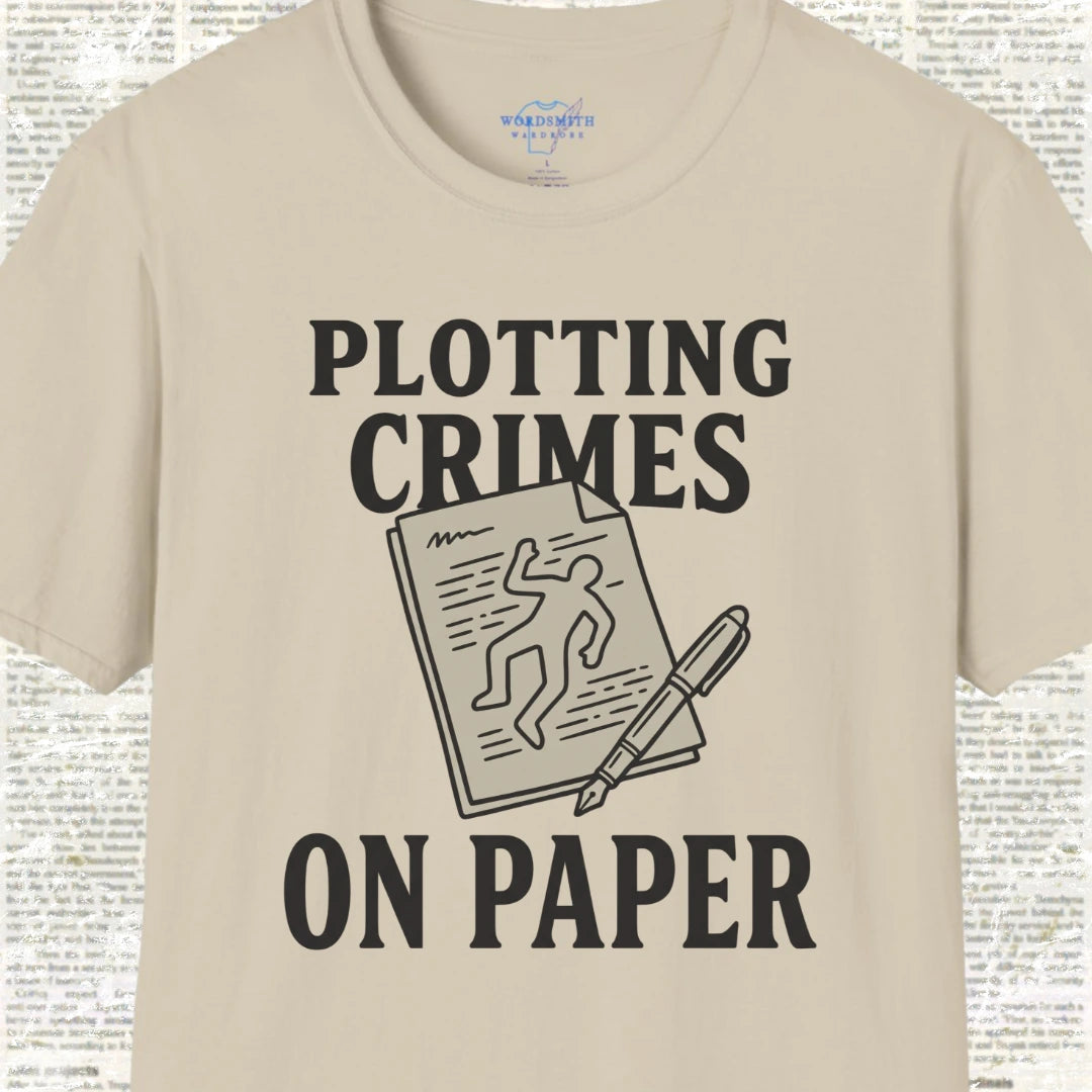 Plotting Crimes on Paper T-Shirt - Sand