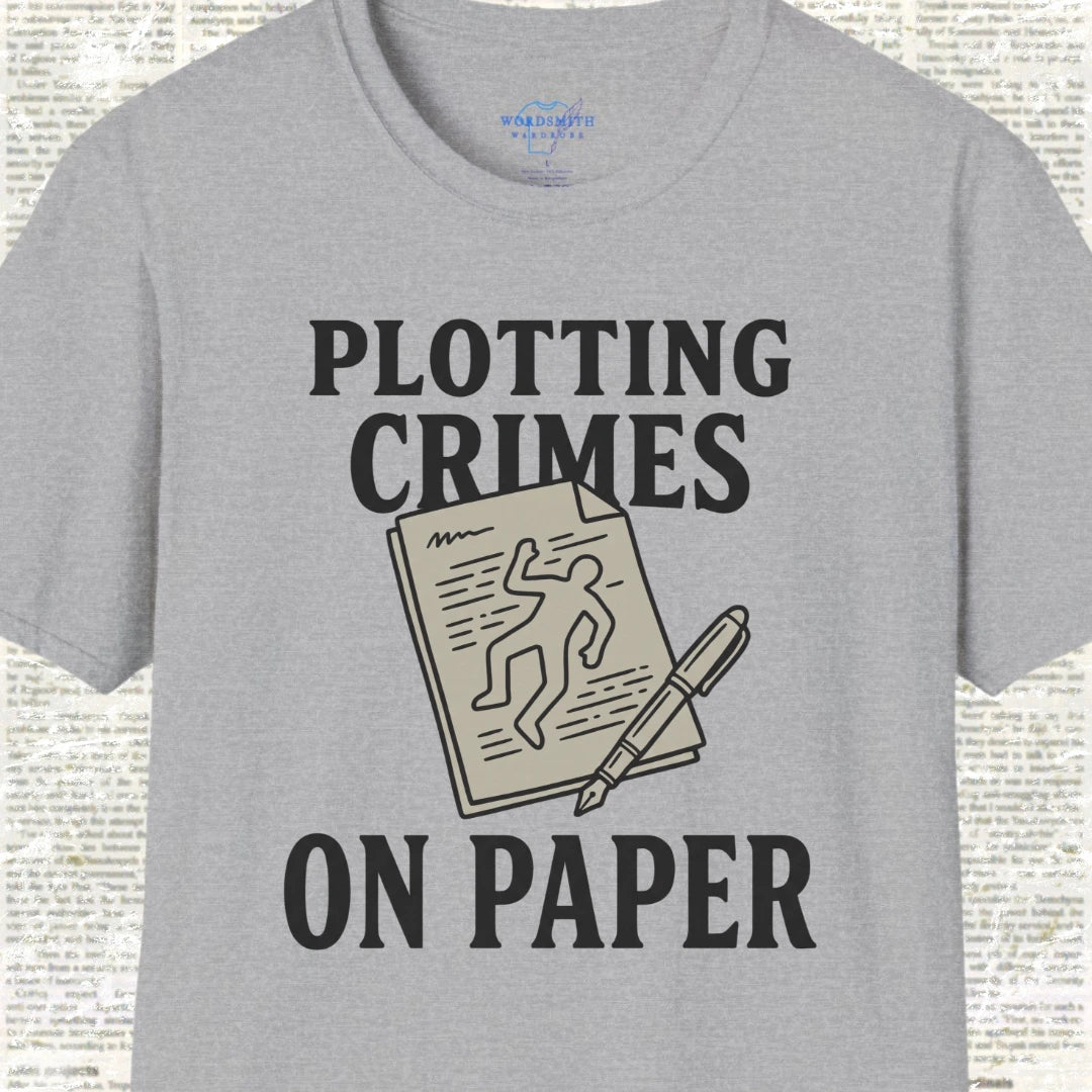 Plotting Crimes on Paper T-Shirt - Sport Grey