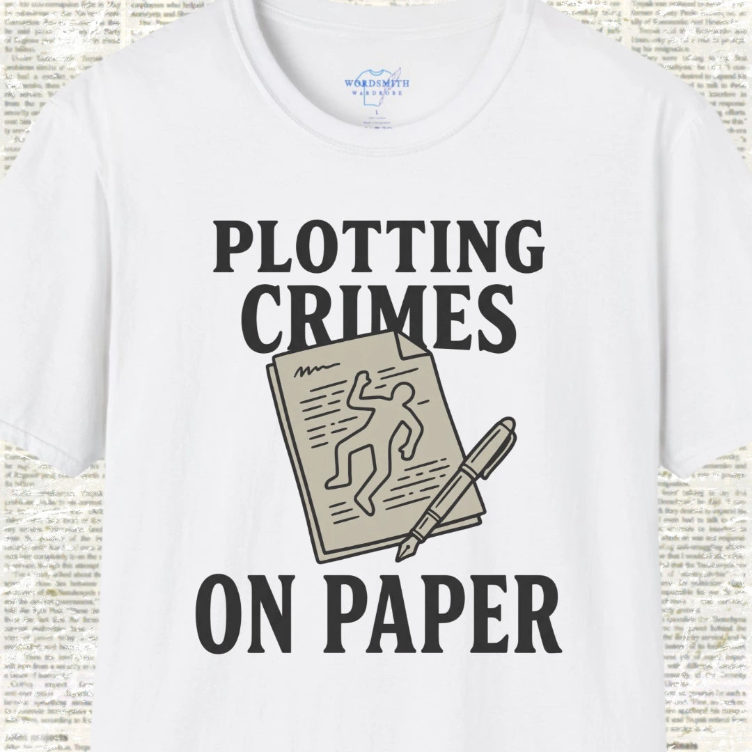 Plotting Crimes on Paper T-Shirt - White