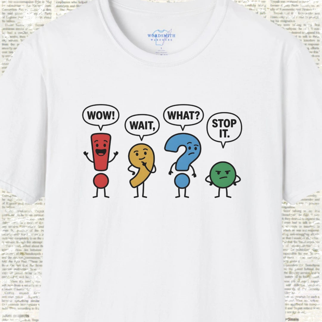 Punctuation Personalities – Funny Shirt - White