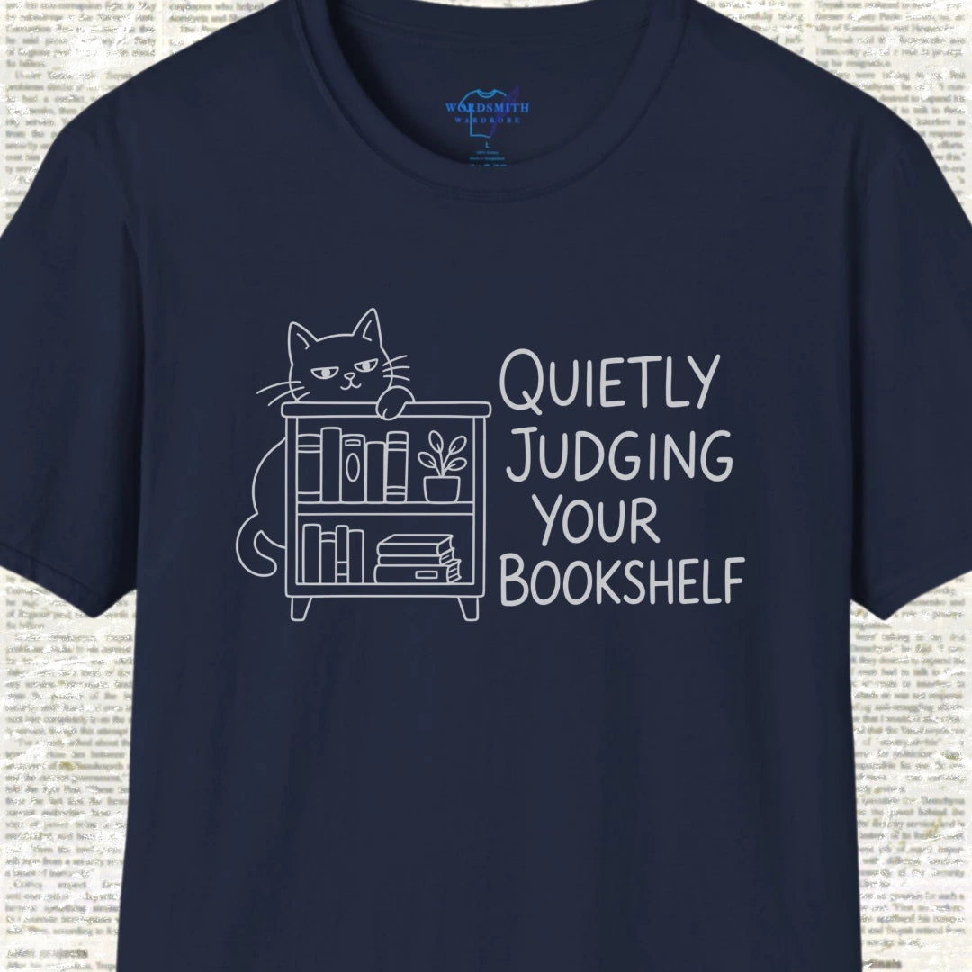 Quietly Judging Your Bookshelf T-Shirt - Navy