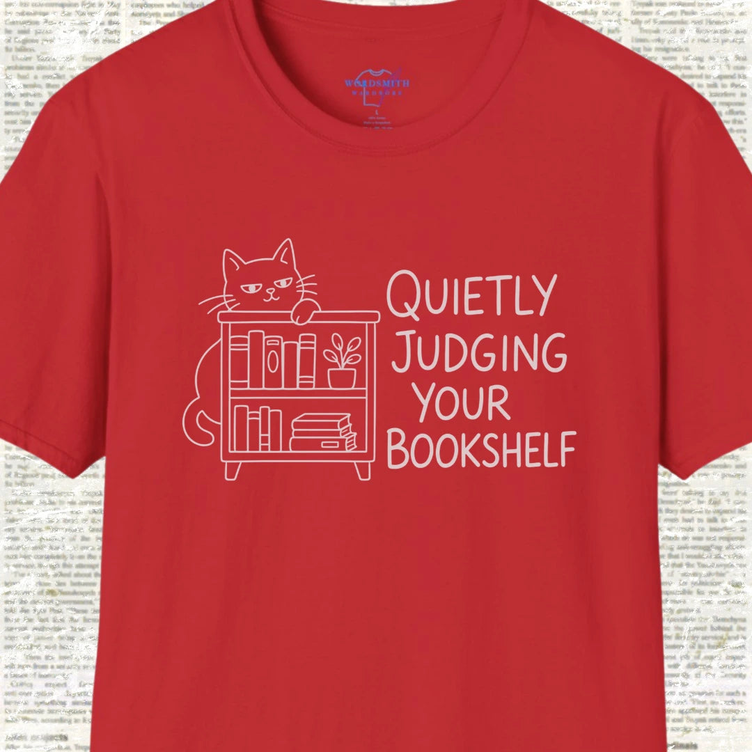 Quietly Judging Your Bookshelf T-Shirt - Red
