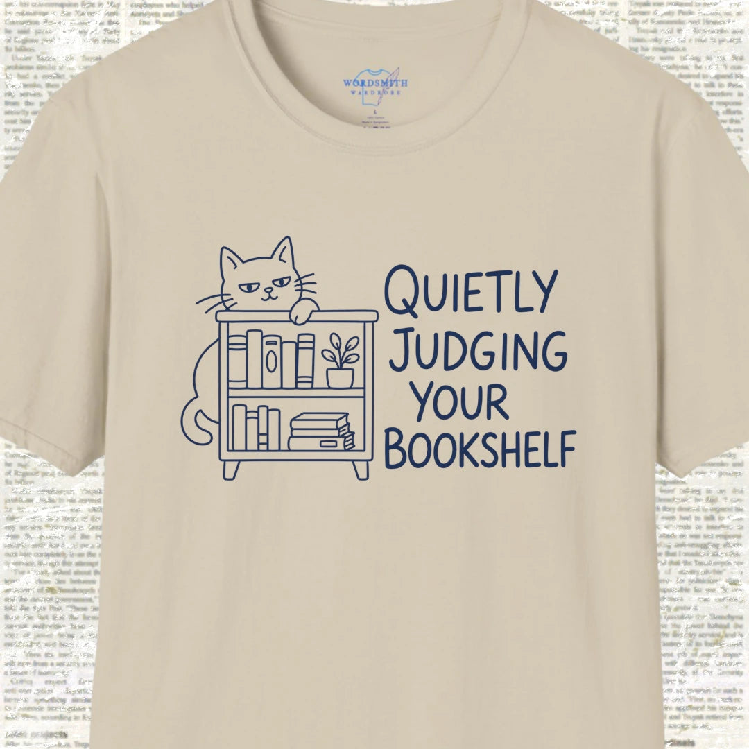 Quietly Judging Your Bookshelf T-Shirt - Sand